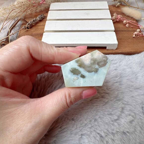 Gorgeous Extra Small Green Flower Agate Gusher | Green Flower Agate Free Form - Picture 3 of 7
